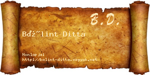 Bálint Ditta névjegykártya