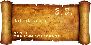 Bálint Ditta névjegykártya